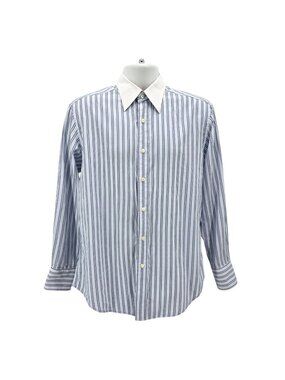 Robert Graham Mens Medium Shirt Cotton Silk Lined Money Bag Jacquard Stripe Cuff